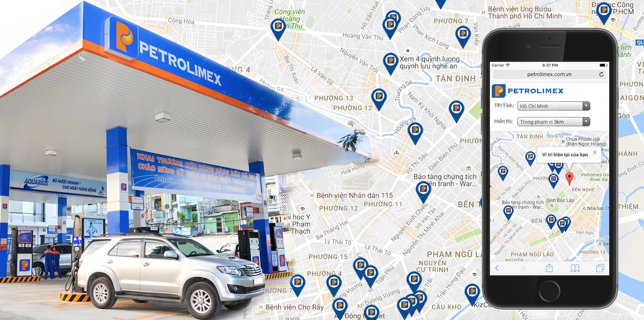 Xăng dầu Petrolimex ra mắt tiện ích bản đồ cửa hàng xăng.