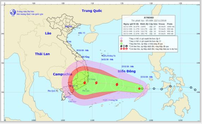 Áp thấp nhiệt đới cách đảo Song Tử Tây khoảng 400km, giật cấp 9