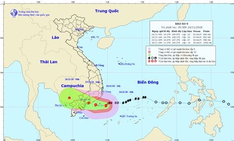 (Cập nhật) Tin bão số 9 mới nhất hôm nay: Bão áp sát Bình Thuận, giật cấp 12