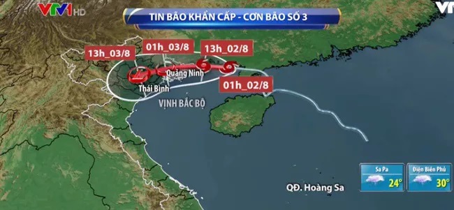 TIN TỨC MỚI - Chiều tối nay (2/8), bão số 3 đi vào đất liền từ Quảng Ninh đến Thái Bình, giật cấp 10 - 11