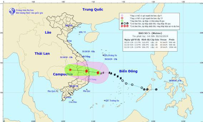 TIN TỨC MỚI - Bão số 5 còn cách đất liền Bình Định - Khánh Hòa khoảng 150 km